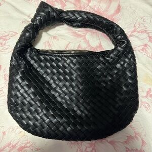 Melie Bianco Black Woven Hobo Bag